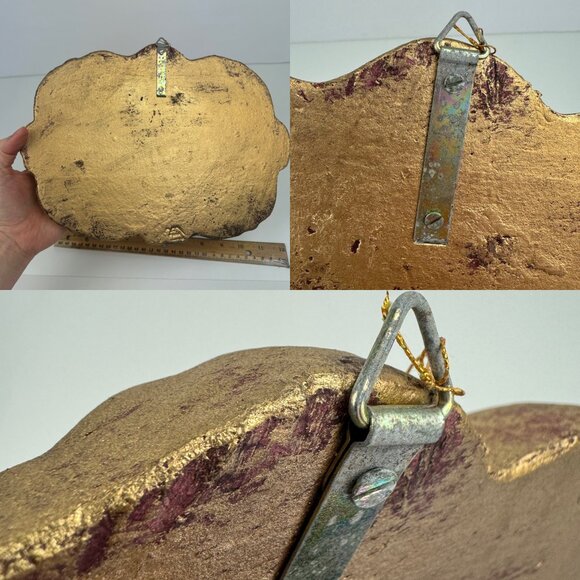 Vtg 95 Seasons Greetings Christmas Holiday Lightweight Foam Sign Gold Color Deco - Picture 7 of 11